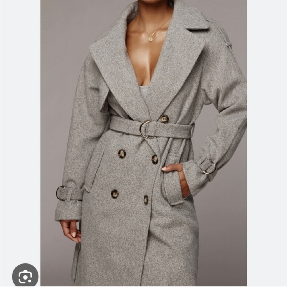 Women's Gray Belted Coat